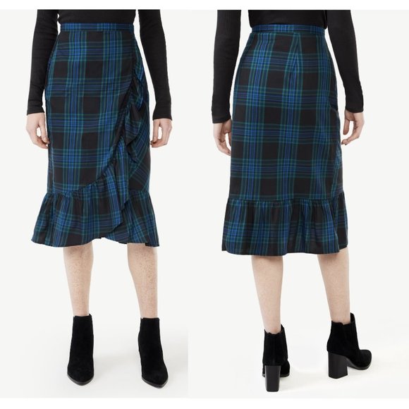 NWT Free Assembly Women's Ruffle Midi Skirt Size 10 - Picture 1 of 7